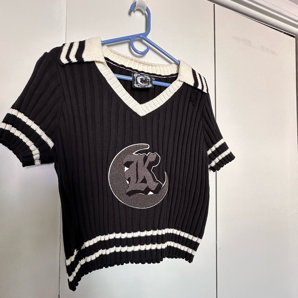 Killstar Black and White Deconstructed V-Neck Sweater Size 4xl